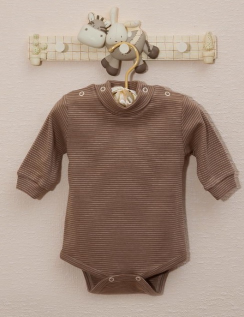 Детский боди трикотажный коричневый с застежками на плече Lorita