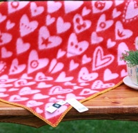 Klippan - Плед-одеяло из шерсти ягнят Сердечки красное Арт.2408.03