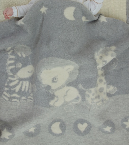 Серое байковое одеяло для новорожденных Animals от Lorita