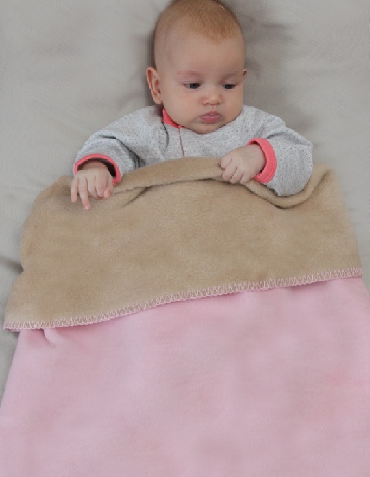 Байковое одеяло бежевое с розовым 75х100 Lorita новорожденным