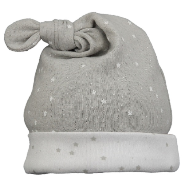 Детская шапочка с узелком для новорожденных Fluffy серая