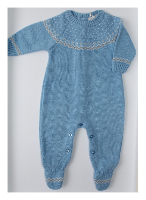 Вязаный комбинезон для новорожденных Dr.Kid из шерсти с кашемиром голубой Арт.193-108