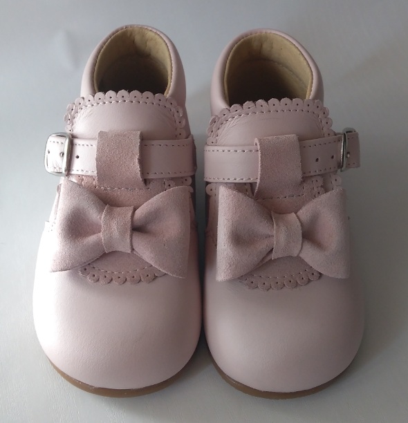 Ботинки розовые кожаные с бантом для малышек-девочек Napa Rosa Palo