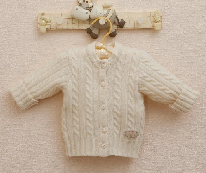 Детская вязаная кофта из шерсти мериноса для новорожденных "Косичка" Lorita Арт.1067